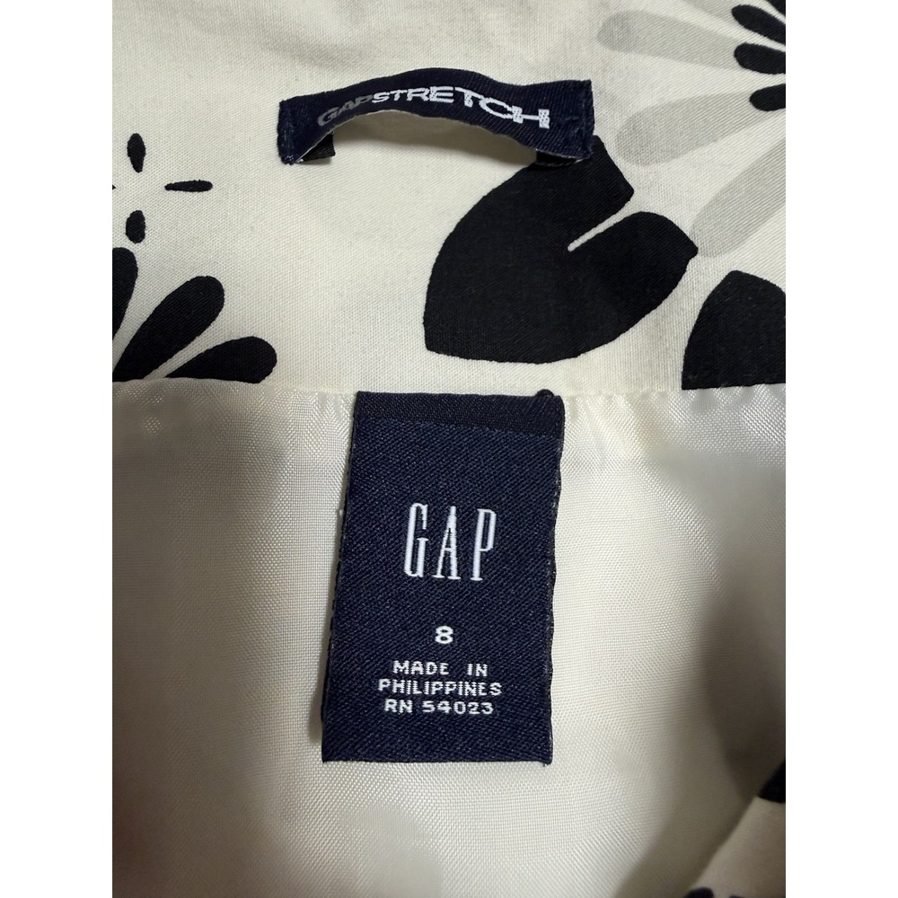 GAP Flounce Hem Retro Flower Print Skirt - SZ 8 Ivory, Black, Gray & Pink - Picture 2 of 7